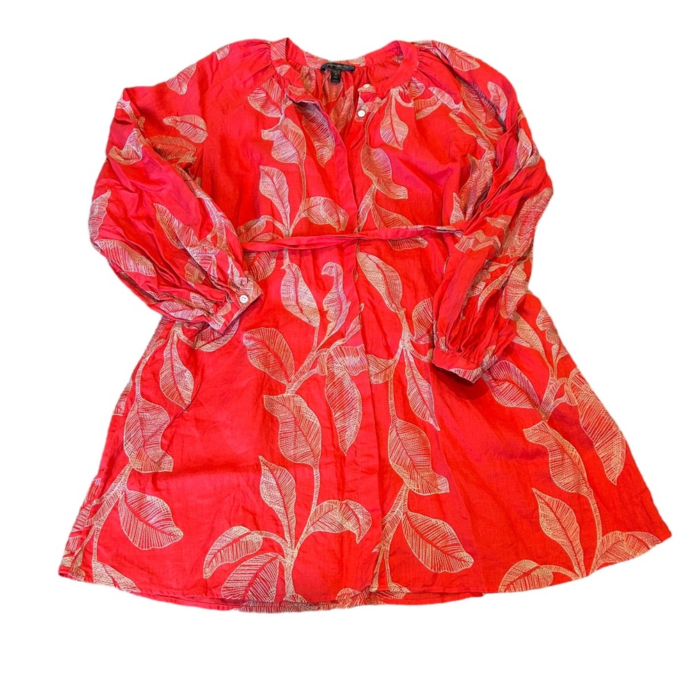 BANANA REPUBLIC 100% linen embroidered dress